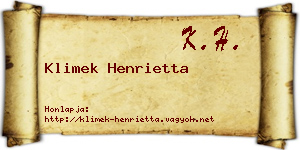 Klimek Henrietta névjegykártya